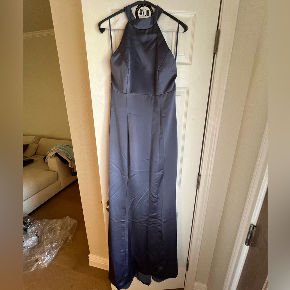 French Blue Satin Gown or Bridesmaid Dress